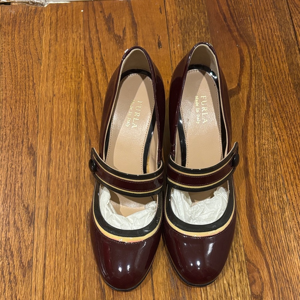Furla Burgundy Mary Jane Heels